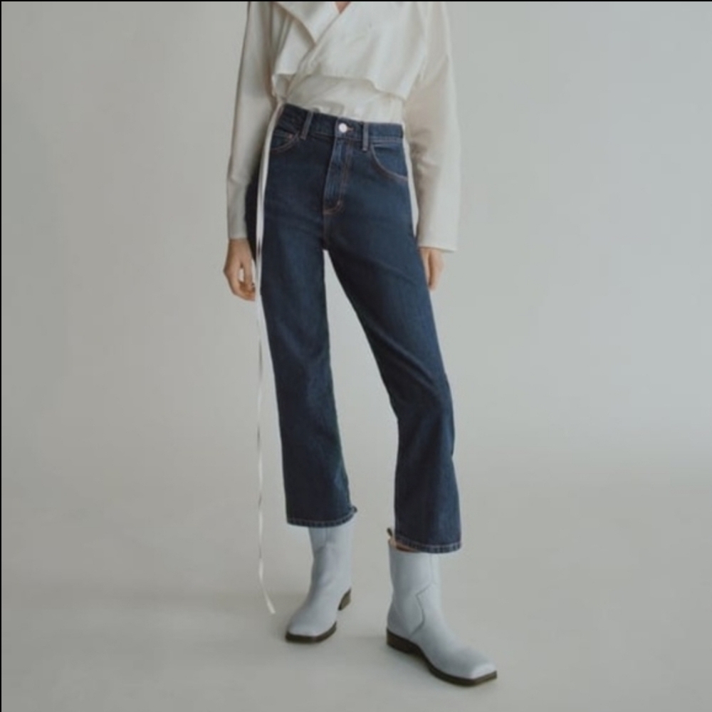 ZARA Split Hem Slim Midrise Cropped Jeans Dark wash New Boho Streetwear